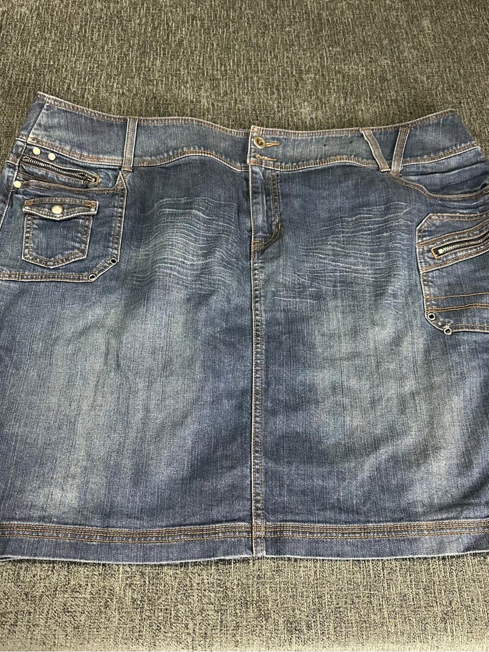 Y2K Vintage Lane Bryant medium-wash utility denim mini skirt Plus Curvy size 26